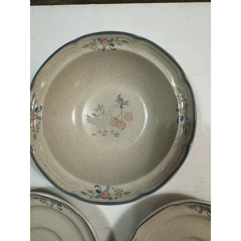 International Tableworks England Stoneware Bowl and 2 Saucers Pattern Japan